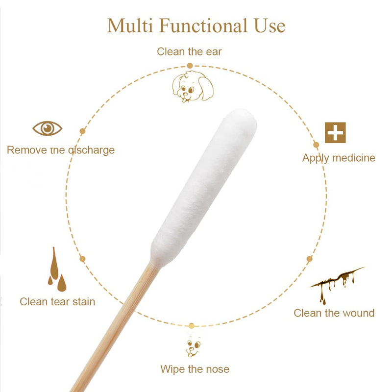 Cotton Ear Buds Swabs for Dogs & Cats, Ear Wax Infection Removal, Itchy Ear, Eye Cleaning and general Pet Cleaning 15cm long (pack of 50)