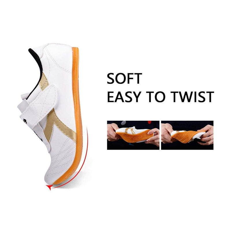 Dilwe Boxing Shoes, PU Leather Soft Sole Taekwondo Shoes for Taichi Gym Exercise(38) - BeesActive Australia