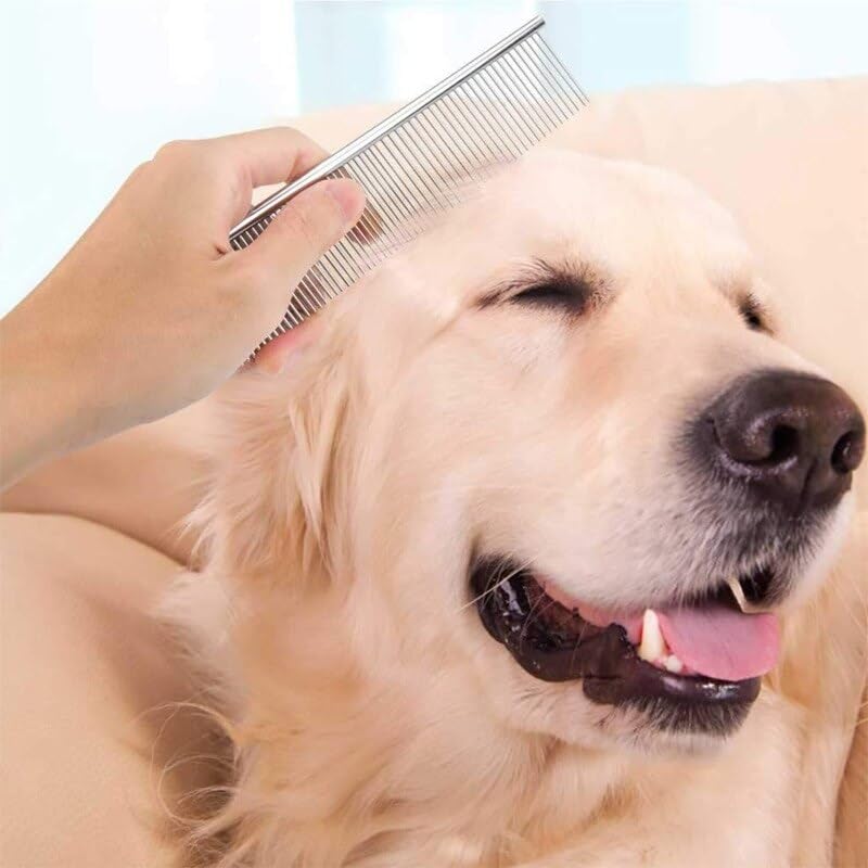 Dog Combs for Grooming, Metal Cat Comb for Removing Tangles and Knots, Professional Grooming Tool for Long Haired Dog, Cat and other pets - BeesActive Australia