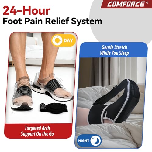 Plantar Fasciitis Night Splint Sock & Arch Support-24 Hour Heel Pain Relief Black