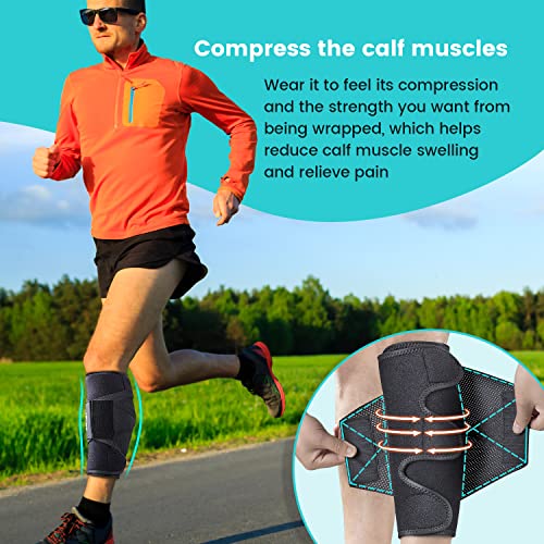 Sylong Calf Compression Wrap Brace for Men & Women, for Swelling Torn Calf Muscle, Diamond-shaped Elastic Band for Pressure, fit Varicose Vein Pain Relief -L/XL L/XL Black 1