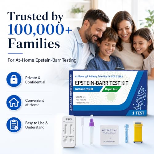 EBV Test at-Home Testing, Easy to Use and Read, Highly Accurate, Quick Results Within 15 Minutes, Against EBV’s VCA and EBNA