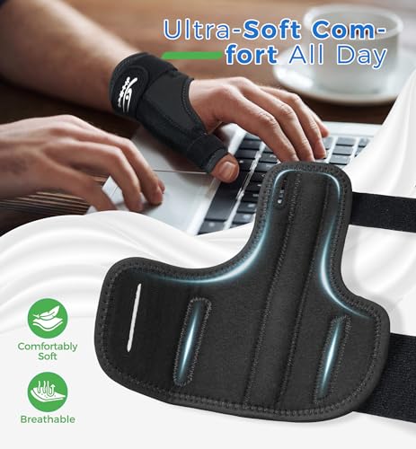 HiRui Thumb Spica Brace for Left or Right Hand, Adjustable Thumb Stabilizer Splint for Trigger Thumb, Gamer’s Thumb, Arthritis, Tendonitis, Sprains, CMC Pain Relief – Lightweight, Breathable (Black) Black