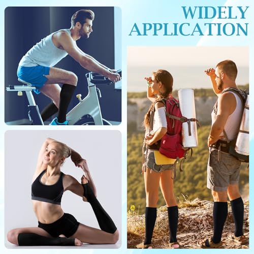 4 Pcs Open Toe and Open Heel Compression Stockings 20-30 mmHg Toeless Compression Anti Embolism Stockings Lower Leg Garment for Men Women Knee High Varicose Veins Edema Travelling