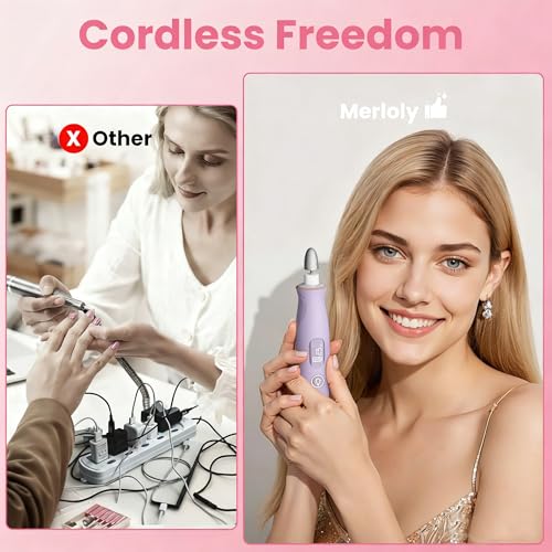 Electric Nail Drill,Purple Electric Nail File with 10 Speeds,10 Bits & LED Light,for Acrylic Nails,Gel Polish Removal,Thick Toenails–Beginner-Friendly