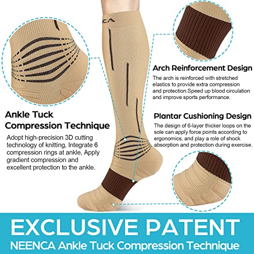 NEENCA Compression Socks, Medical Athletic Calf Socks for Injury Recovery & Pain Relief, Sports Protection—1 Pair, 20-30 mmhg Medium Black White