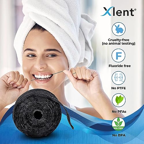 XLENT Expandable Charcoal Dental Floss Refills, Mint, 250m Total 164 Foot (Pack of 5)