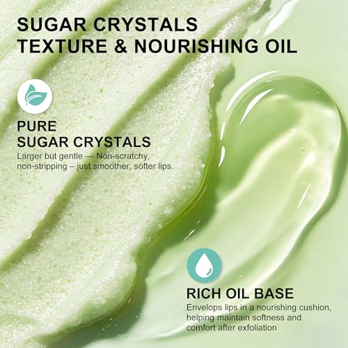 Cooling Mint Lip Scrub – Deep Exfoliating Sugar Polish with Aloe, Jojoba Oil & Vitamin E – Smooths Rough Lips & Revives Dull Texture, Lightweight Finish – Vegan & Cruelty-Free Refreshing Mint 0.88 Ounce (Pack of 1)