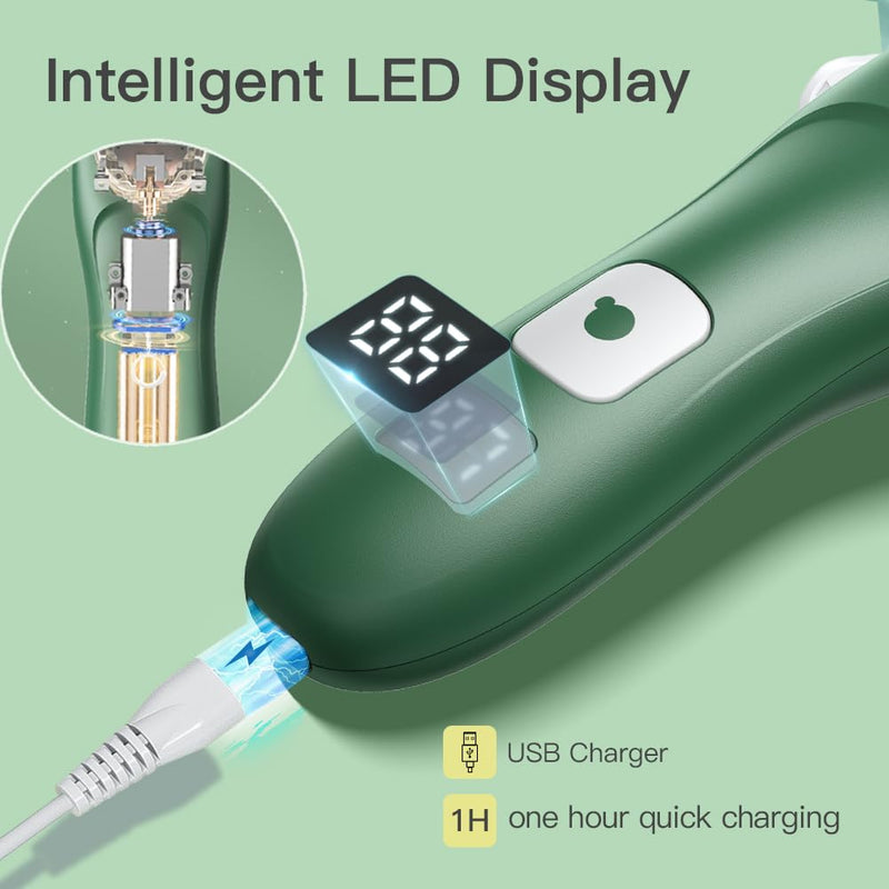 Baby Hair Clippers for Beginners - 13 Pieces Professional Baby Hair Cutting Kit, Silent Hair Clippers Autism with IPX7 Waterproof, Safe Ceramic Blades and LCD Display for Babies & Children & Adults Emerald - BeesActive Australia
