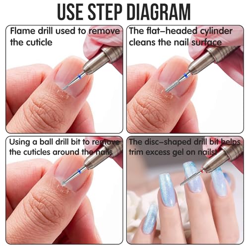 30Pcs Pedicure Care Diamond Nail Drill Bits, Professional Safety Cuticle Nail Drill Bits Tool for Electric Manicure & Pedicure Good Quality Moderate Size