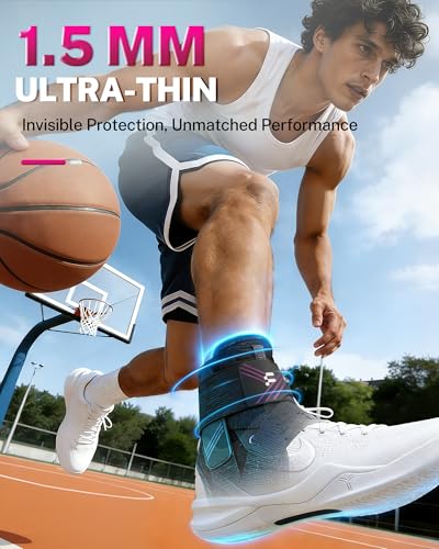 1.5mm Ultra Thin Ankle Brace for Women Men, Figure-8 Support S Black