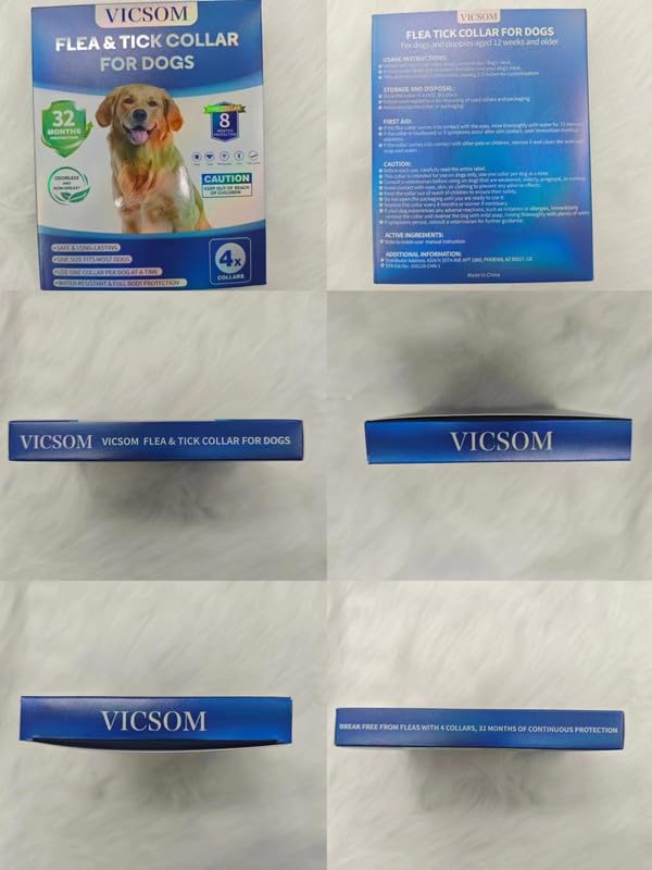 Flea Collar for Dogs, 4 Pack Dog Flea and Tick Collar 32 Months Flea and Tick Treatment Collar for Dog, Waterproof Adjustable Dog Flea and Tick Prevention for Small Medium Large Dog Puppy, Black - BeesActive Australia