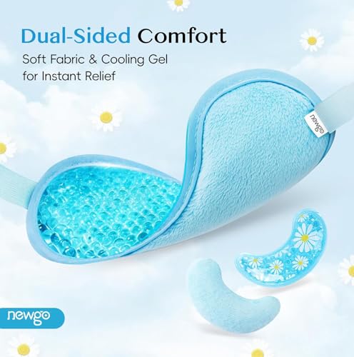 NEWGO Cooling Eye Mask for After Surgery, 1 Set Eye Pad and Eye Mask, Blue
