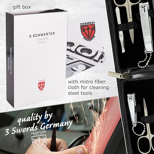 3 Swords Germany – manicure pedicure set kit (774) BLACK - SYNTHETIC LEATHER
