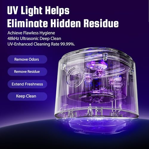 Ultrasonic Retainer Cleaner, 48kHz Dental Cleaning Pod with Digital Timer & 200ML Capacity for Dentures, Aligners, Night Guards,Mouth Guards, Braces, Toothbrush Heads &Jewelry (White) White