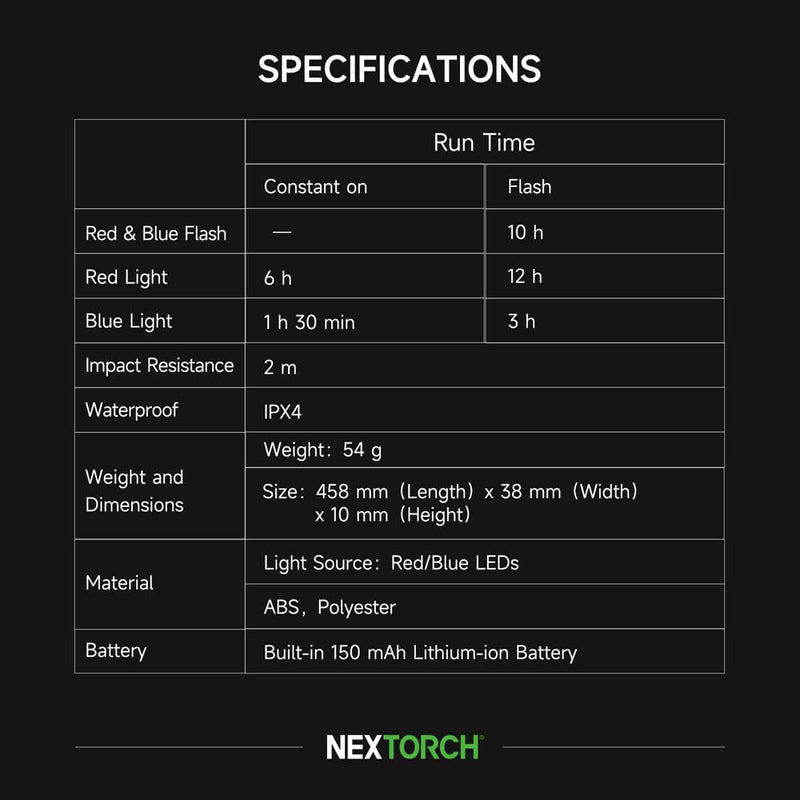 NEXTORCH Rechargeable LED Slap Bracelet, Emergency Flashing Strobe Lights, Law Enforcement Police Night Security Flashlight, Bikes Riding Cycling Safety, Reflective Running Lights for Runners 1 Pack UT51 Large