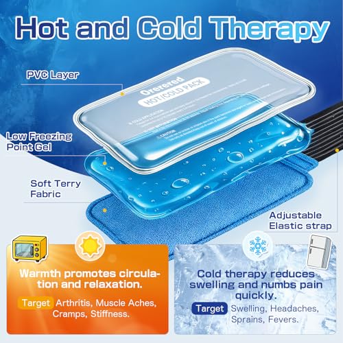 Ice Packs for Injuries Large 2 Packs Hot Cold Gel Pack with Strap Blue Large 13 x 6 Inch