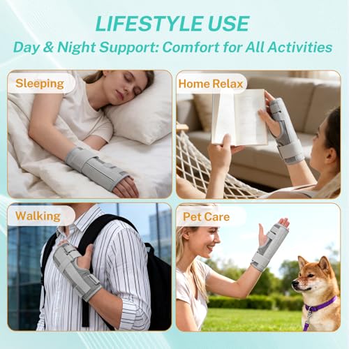 Multi Finger Support Hand Brace, Adjustable Splint for Index Middle Ring Pinky, Universal Stabilizer for Multiple Fingers, Reversible Left or Right Hand