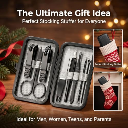 8-Pc Manicure Set,Stocking Stuffers for Men,Teen Boy,Gift Ideal for Husband Set of 8