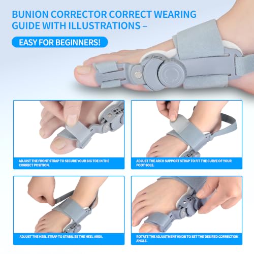 Bunion Corrector for Women Men Big Toe,Bunion Splint Big Toe Straightener Brace for Women Men,Bunion Pads for Bunion Fix Pain Relief Gray 1