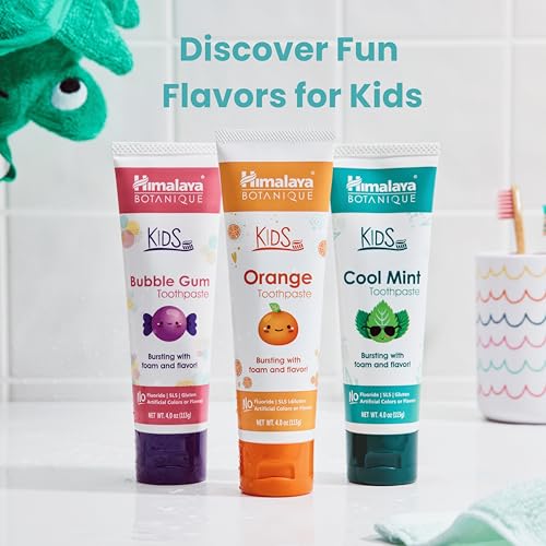 Himalaya Botanique Kids Fluoride Free Toothpaste, Cool Mint, 4 oz, 4 Pack 4 Ounce (Pack of 4)