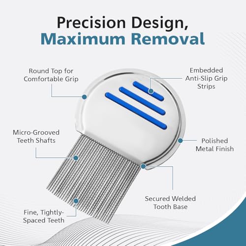 Ultimate Lice Comb | Professional Stainless Steel Comb for Effective Head Lice Treatment in Kids & Adults | Get Rid of Hair Lice and Nits in Thick or Fine Hair | Pack of 1