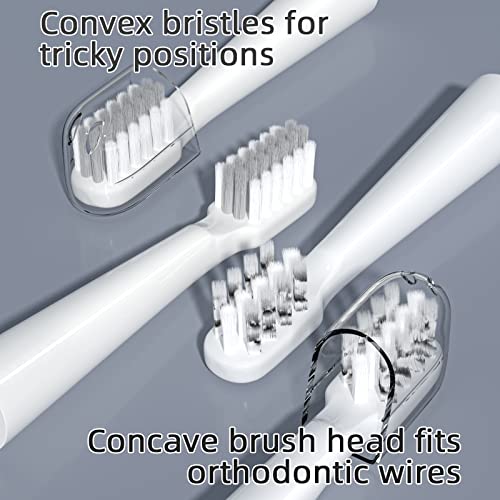 Y-Kelin V-Shaped Orthodontic Electric Toothbrush for Braces, Sonic Toothbrush with 2 Concave Replacement Heads and 2 Convex Replacement Heads, Soft Bristle, 5 Modes IPX7 Waterproof (White) White