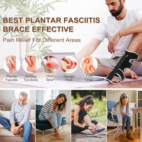 Plantar Fasciitis Night Splint - Upgraded Plantar Fasciitis Relief Braces For Women Men Day Night - Ankle Brace Arch Support Achilles Tendonitis Relief Foot Drop Heel Pain Relief - Breathable Black 1
