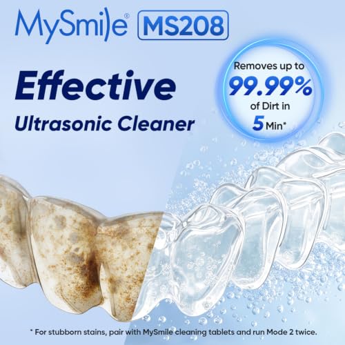 MySmile MS208 Ultrasonic Retainer Cleaner with UV Light & Digital Timer Small White