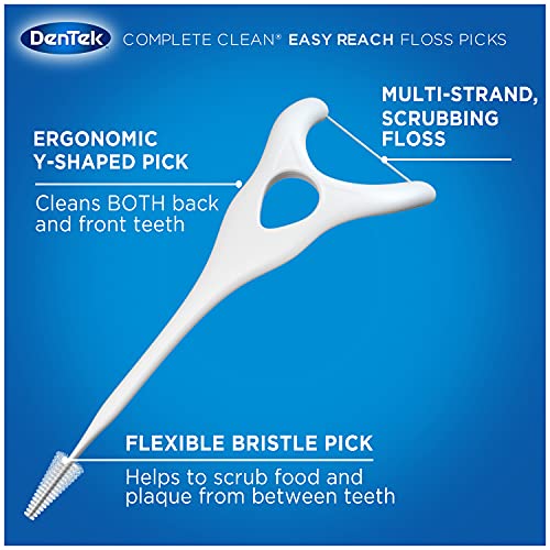 DenTek Comfort Clean Easy Reach Floss Picks | Cleans Back Teeth | 75 Count | 6 Pack | Packaging May Vary 75 Count (Pack of 6)