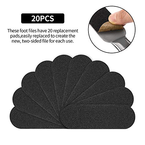 Mudder 2 Pack Pedicure Foot Files with 20 Replaceable Refill Pads,Silver Silver