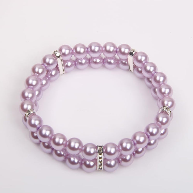 2 Rows Pearls Pet Dog Necklace Collar Bling Accessories Charm Pet Puppy Jewelry Puppy Chihuahua Yorkie Handmade Adjustable (Purple, Medium) Purple - BeesActive Australia