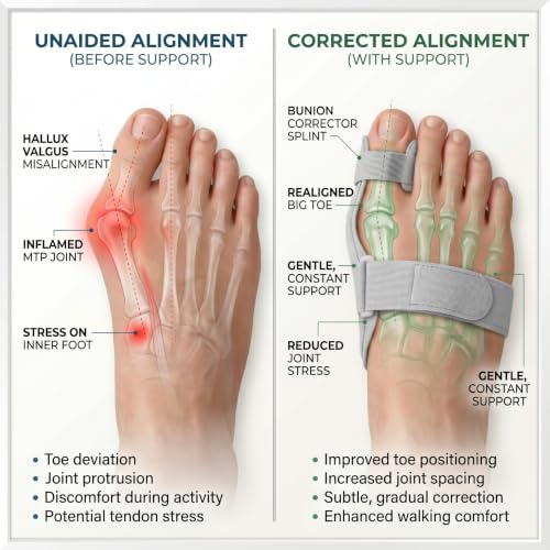 2Pcs Bunion Corrector with Adjustable Knob & 2Pcs Silicone Shoe Inserts for Day Use, Toe Separators for Men Women, Big Toe Straighteners for Hallux Valgus, Overlapping Toes, Hammer Toe Relief, Gray Gray 2 PCs