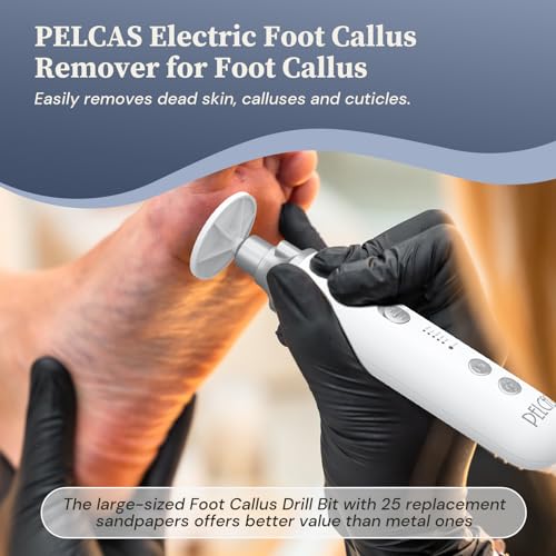 PELCAS Electric Nail Filer, Cordless Nail Drill with LED Light & 5 Speeds Silver