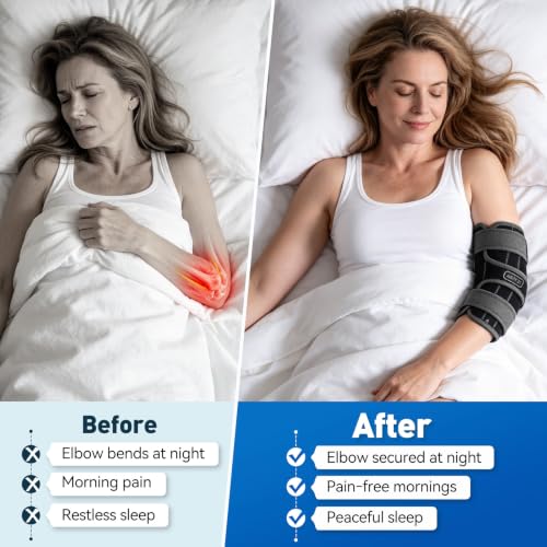Elbow Brace for Cubital Tunnel & Ulnar Nerve – Night Splint for Sleep, M