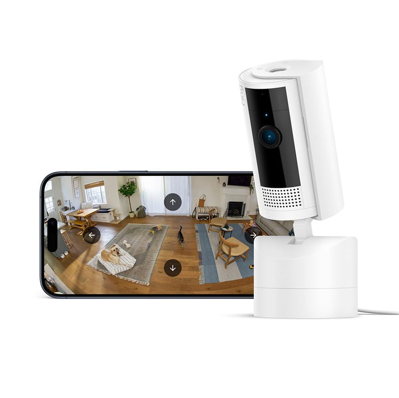 Pan-Tilt Indoor Camera from Amazon | Plug-in Security Camera for Pet Owners | 360° swivel, 169° tilt | 30 days Ring Protect White 1 camera - BeesActive Australia