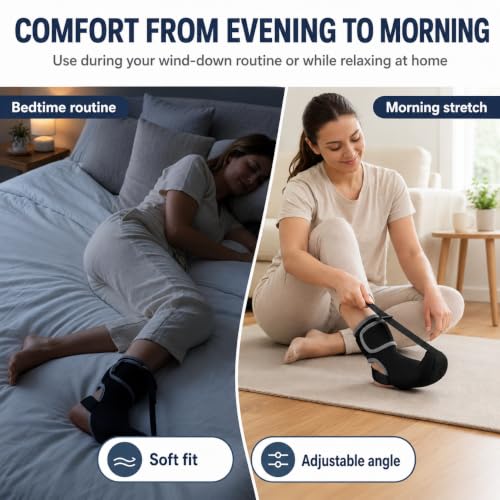 Plantar Fasciitis Night Splint Sock, Soft Adjustable Foot Sock with Arch Supports Massage Ball for Sleeping, Relief Heel Pain Achilles Tendonitis Foot Drop for Women Men