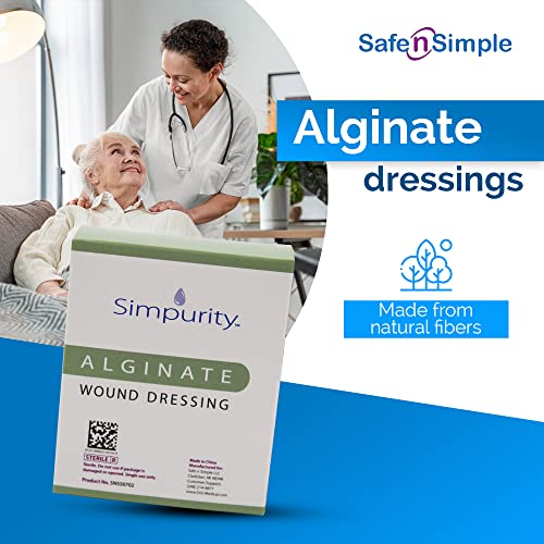 Calcium Alginate Wound Dressing 4" x 4" - 10 Pads - Highly Absorbent Non-Stick Pads for Moderate to Heavy Exudate - Alginate Dressing for Pressure Ulcers Diabetic Leg Ulcers Bed Sores
