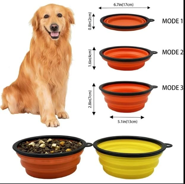 Plastic Foldable Dog Bowl Portable Travel Puppy Bowl (Orange) orange