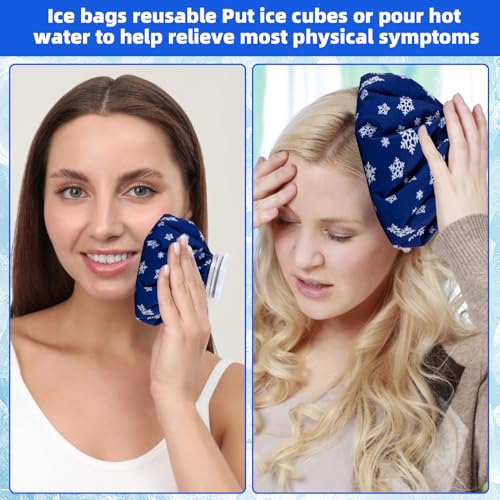 Ice Bags for Injuries Pain Relief, Elastic Breathable Reusable Ice Pack for Hot & Cold Therapies, No-Leak Ice Pack Bag Can Relieve Headaches, Migraines, Sports Injuries Swelling Pain, 3 Sizes