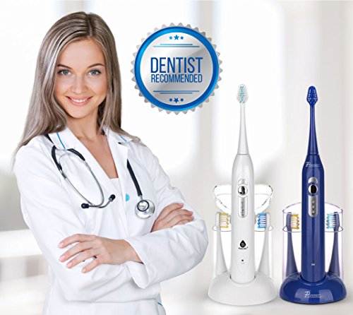 Pursonic S430 SmartSeries Electronic Power Rechargeable Sonic Toothbrush with 40,000 Strokes Per Minute, 12 Brush Heads Included (White) White 1 Count (Pack of 1)