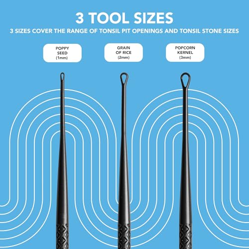 Tonsil Tech Tonsil Stone Remover Tool - Tonsil Stones Removal Kit - Made in USA Small, Medium, & Large Black