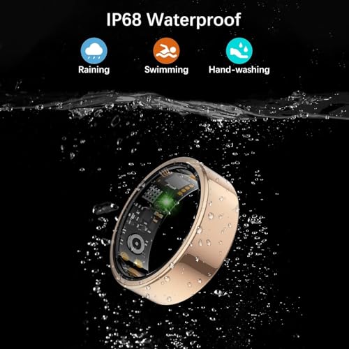 Smart Ring for Women Men, Fitness Ring with Heart Rate, Blood Oxygen,Stress, Sleep Tracker, Step Tracker, Fit Ring No Subscription Fee, IP68 Waterproof Smart Ring for iPhone & Android (Rose Gold, 13#) Rose Gold 13#