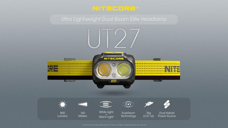 Nitecore UT27 800L Ultra Lightweight Triple Output Headlamp -800 Lumens w/Eco-Sensa USB-C charging cable - BeesActive Australia