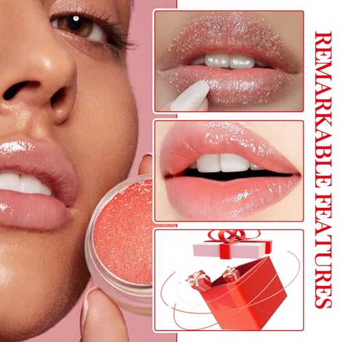 2PCS Strawberry & Orange Conditioning Lip Scrub Kit,Moisturizing Lip Sleeping Mask Long Lasting Hydrating Lip Scrubber Exfoliator Lip Care Products for Men & Women A