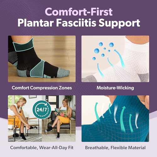 BraceAbility Plantar Fasciitis Relief Bundle - Compression Socks and Night Splint Sock for Heel Pain, Achilles Tendonitis and Foot Stretching Support (L Black)