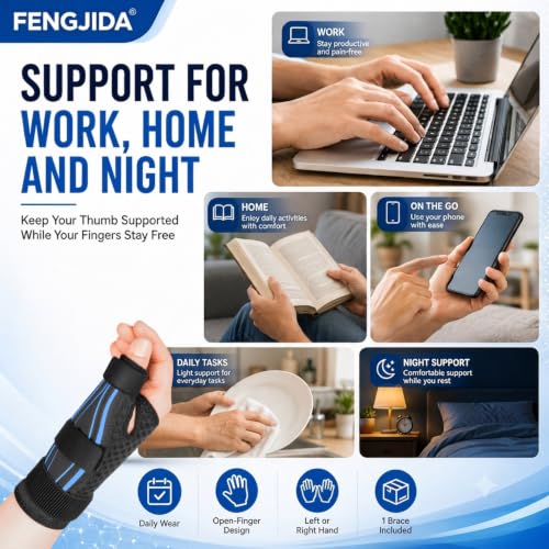 Thumb Brace for Arthritis, Trigger Thumb Splint, De Quervain Wrist Support Blue S/M