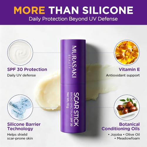 Advanced Silicone Scar Stick - Scar Care for Surgical Scars, C-Section, Burns, Stretch Marks & Acne Marks with Silicone, Vitamin E & Botanical Oils 10g x 2 Sticks
