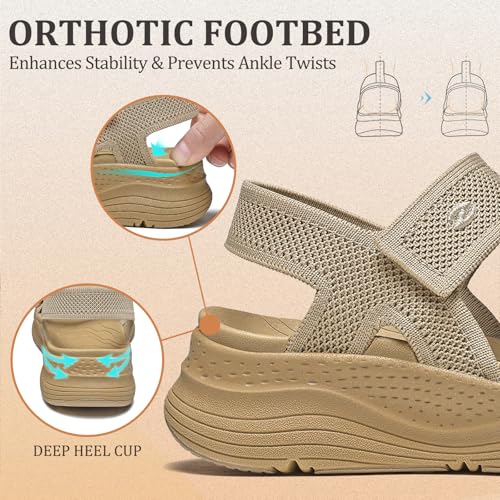 Bravover Womens Orthopedic Walking Sandals with Arch Support 9 Brown