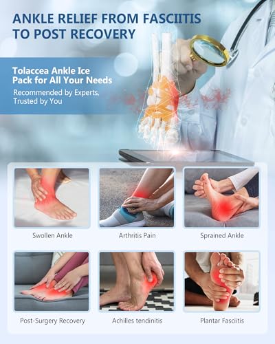 Ankle Foot Ice Pack Wrap for Injuries, Reusable Gel Ice Pack for Hot and Cold Therapies, Flexible Cold Pack for Achilles Tendonitis,Plantar Fasciitis,Swelling,Sprained,Post-Surgery Recovery Original XLx1